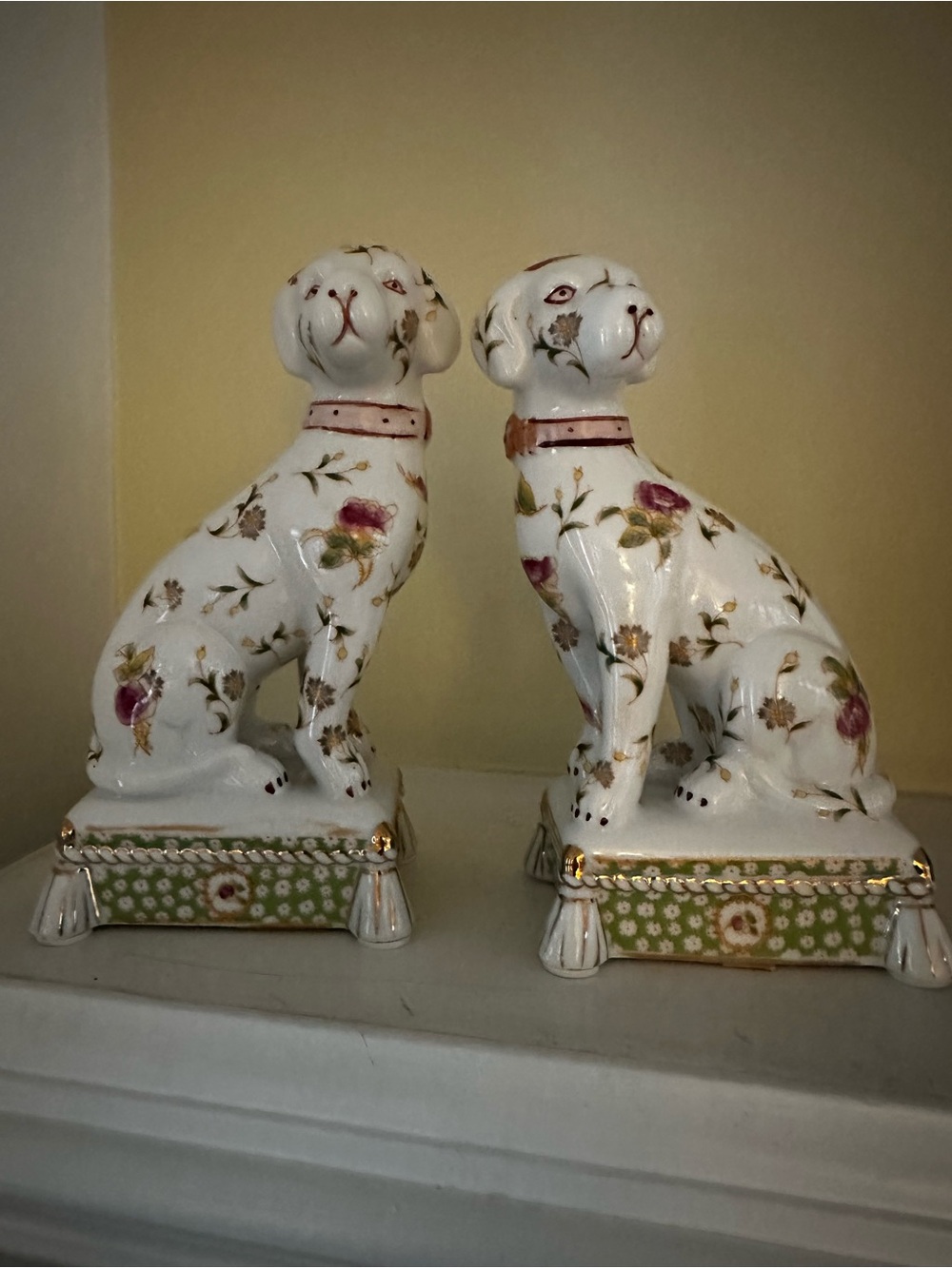 Vintage Style Floral Porcelain Chintz Spaniels | Staffordshire Style
